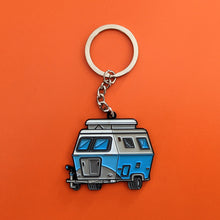 Load image into Gallery viewer, Retro Caravan Touring/Troll/Triton Split Screen Metal Enamel Painted Keychain Schlüsselbund Porte-clés