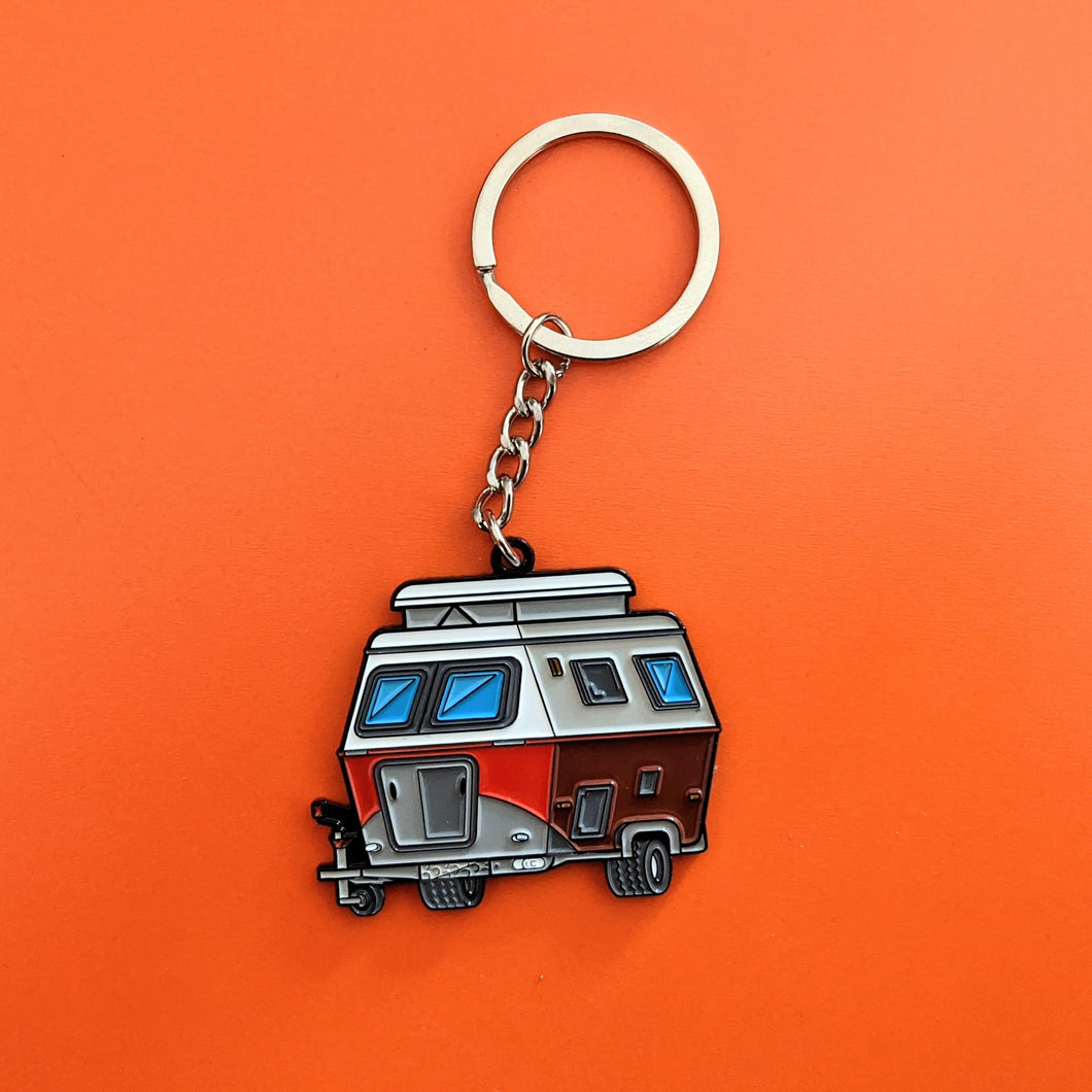Retro Caravan Touring/Troll/Triton Split Screen Metal Enamel Painted Keychain Schlüsselbund Porte-clés