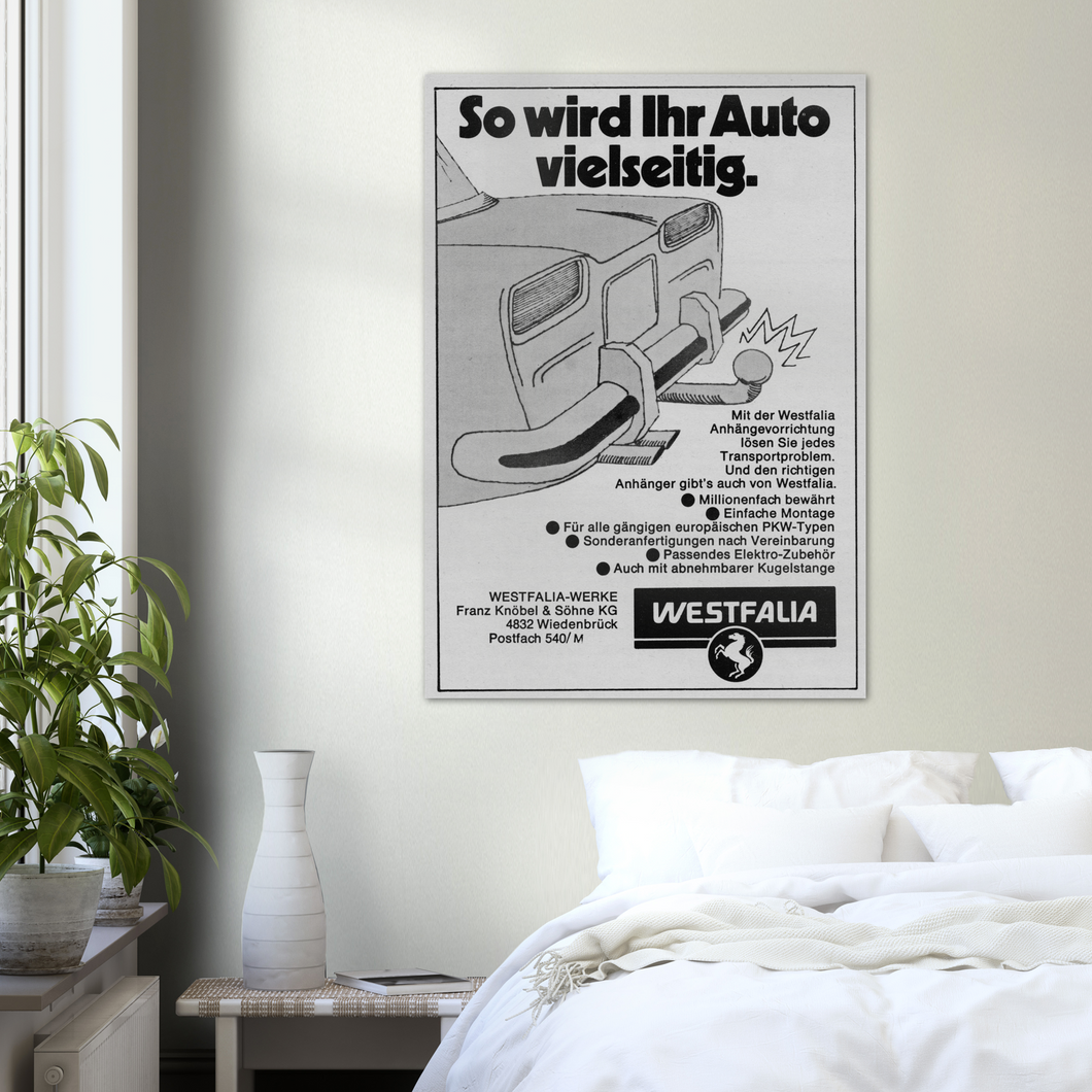 So wird Ihr Auto vielseitig. Westfalia Advertising Poster